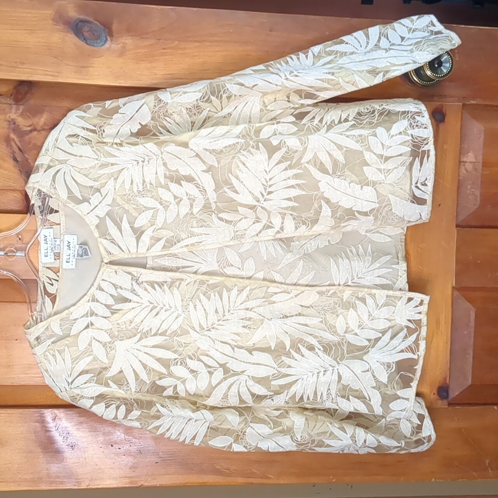 ELL JAY* Canadian made twin set, tank and jacket, burnout fabric nylon rayon